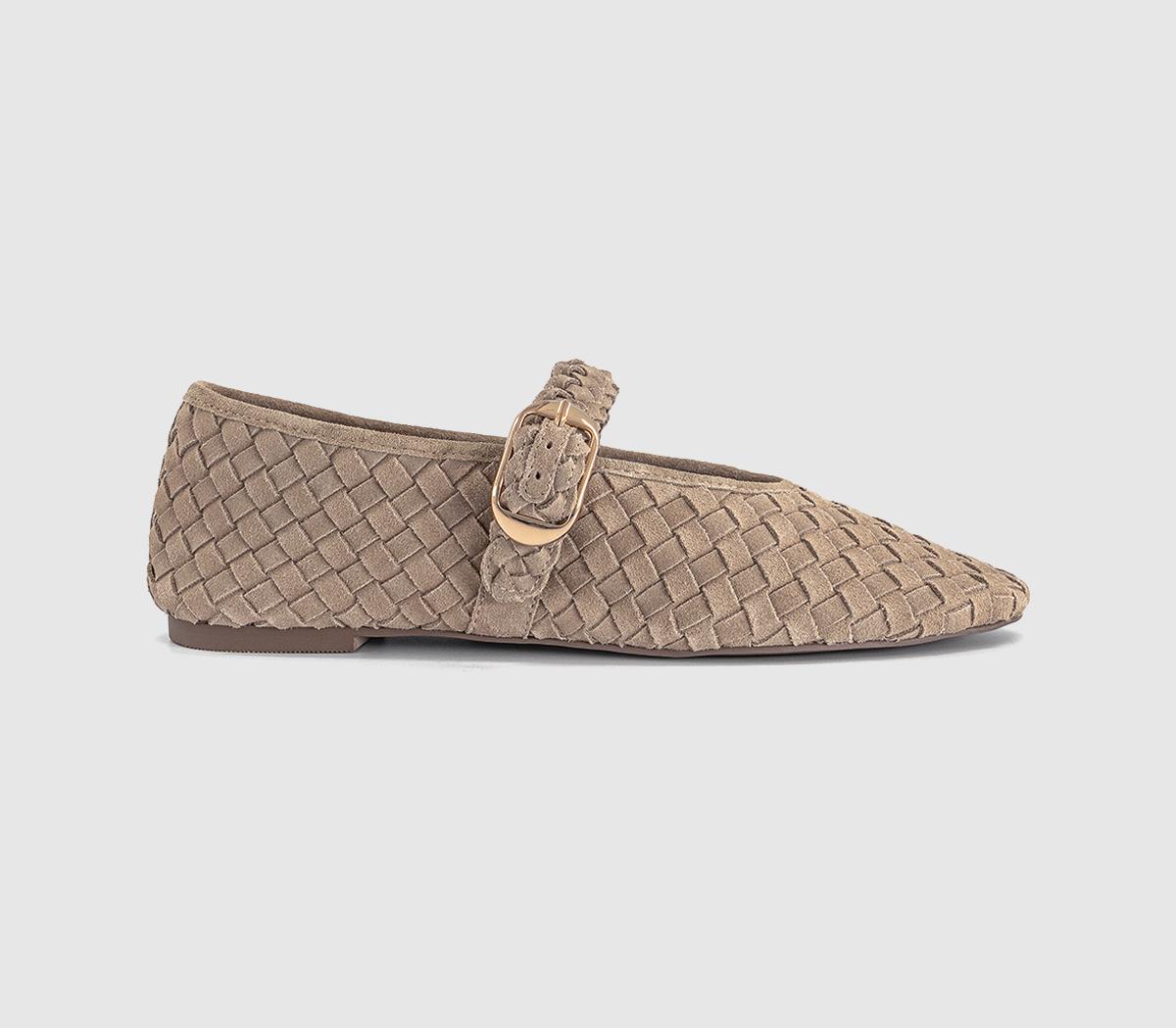 OFFICEFauna Leather Weave Mary JanesTaupe Suede