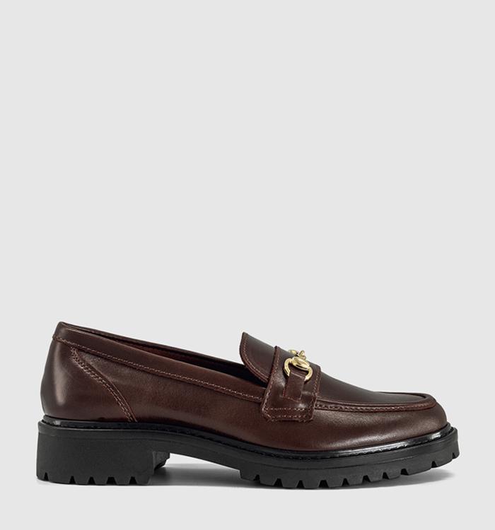OFFICE Fenna Chunky Cleated Snaffle Loafers Brown Leather