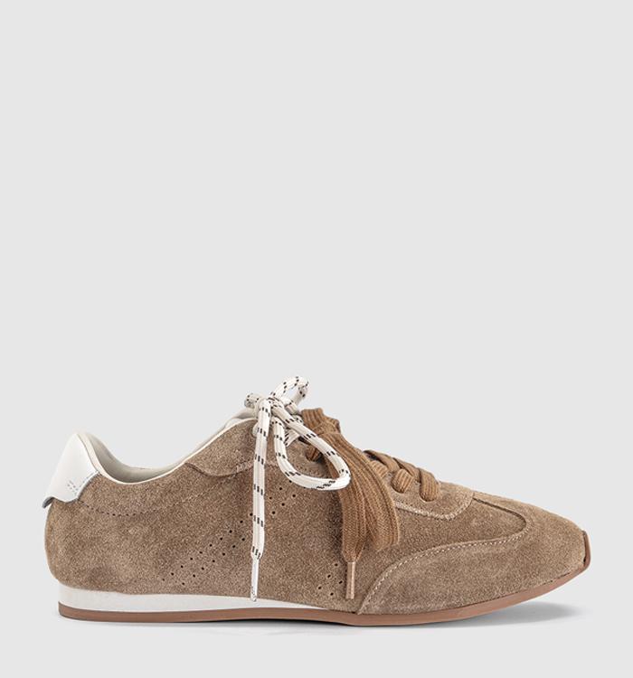 OFFICE Talon Slim Sole Suede Runner Trainers Tan Suede