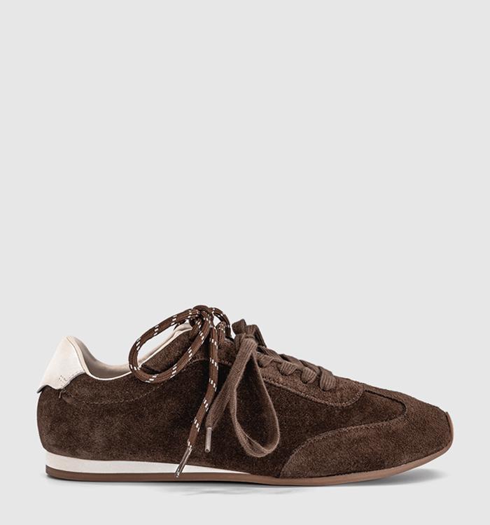 OFFICE Talon Slim Sole Suede Runner Trainers Brown Suede