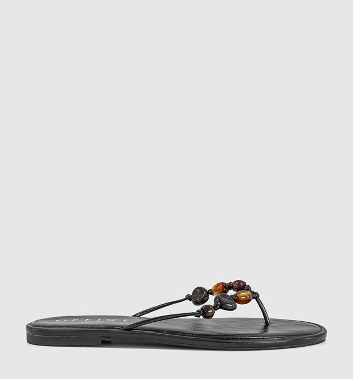 OFFICE Soleil Beaded Toe Post Sandals Black