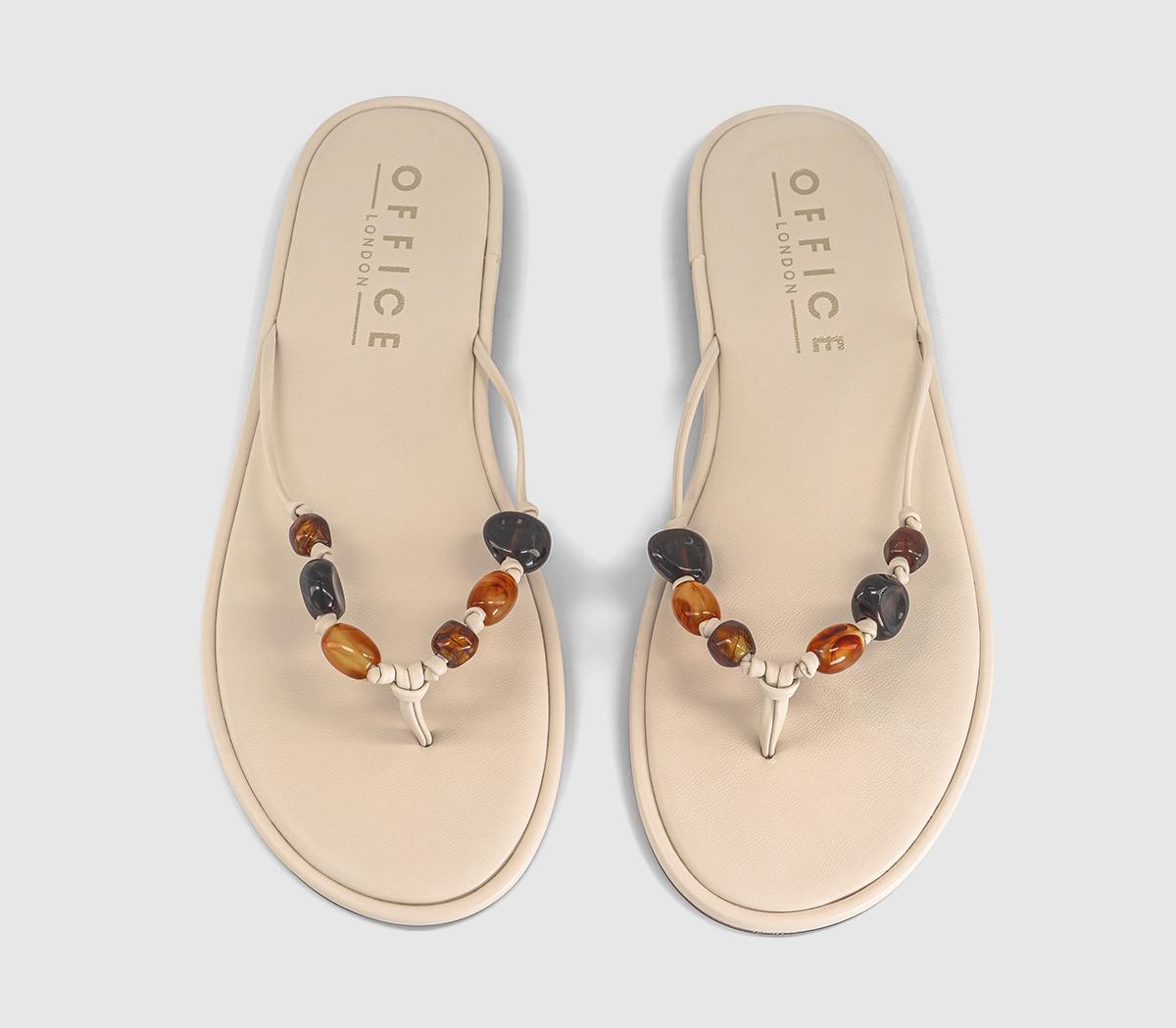 OFFICESoleil Beaded Toe Post SandalsWhite