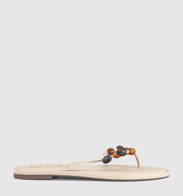 OFFICE Soleil Beaded Toe Post Sandals White