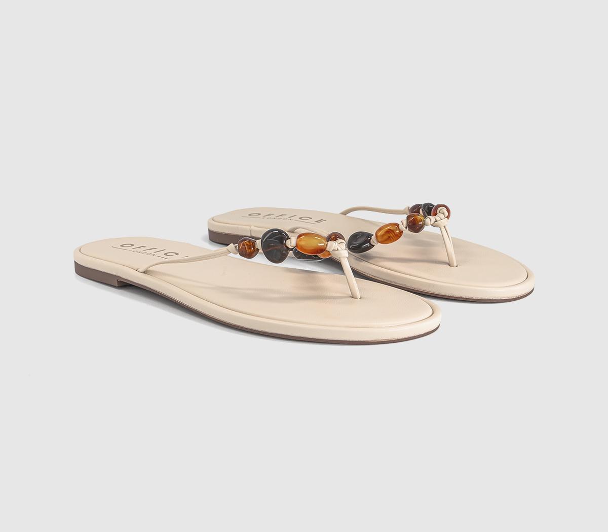 OFFICESoleil Beaded Toe Post SandalsWhite