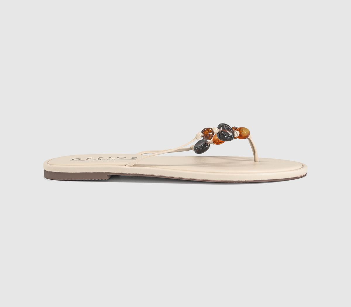 OFFICESoleil Beaded Toe Post SandalsWhite