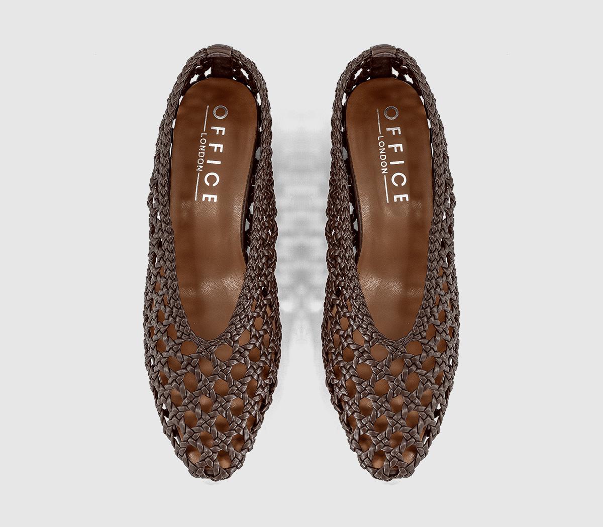 OFFICEMatisse Basket Weave Stack Heels CourtBrown