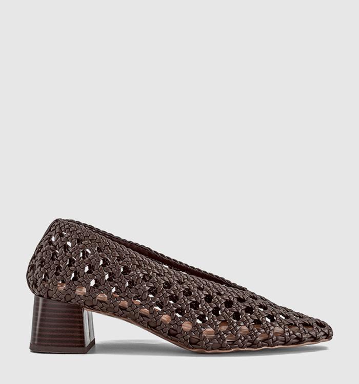 OFFICE Matisse Basket Weave Stack Heels Court Brown