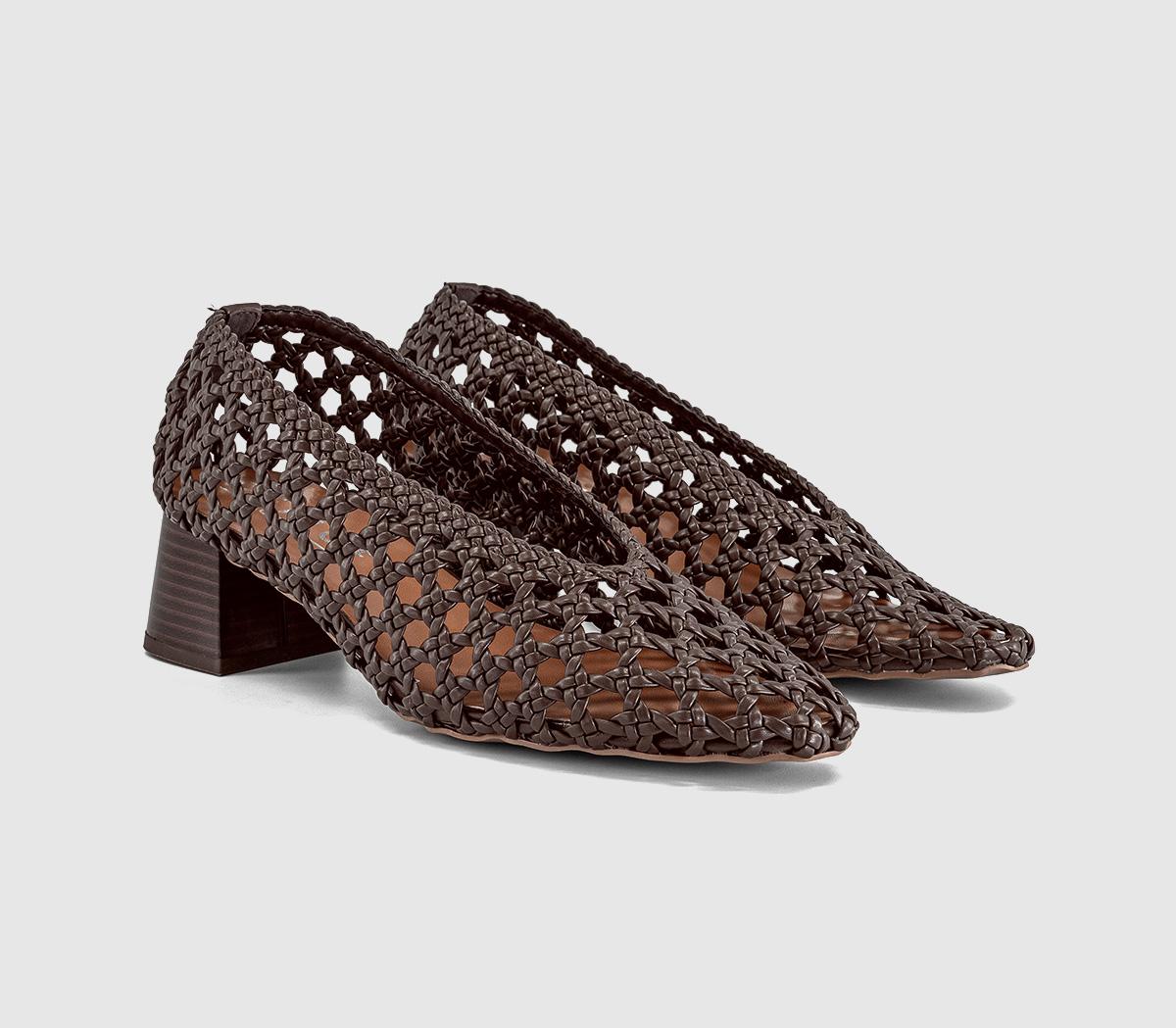OFFICEMatisse Basket Weave Stack Heels CourtBrown