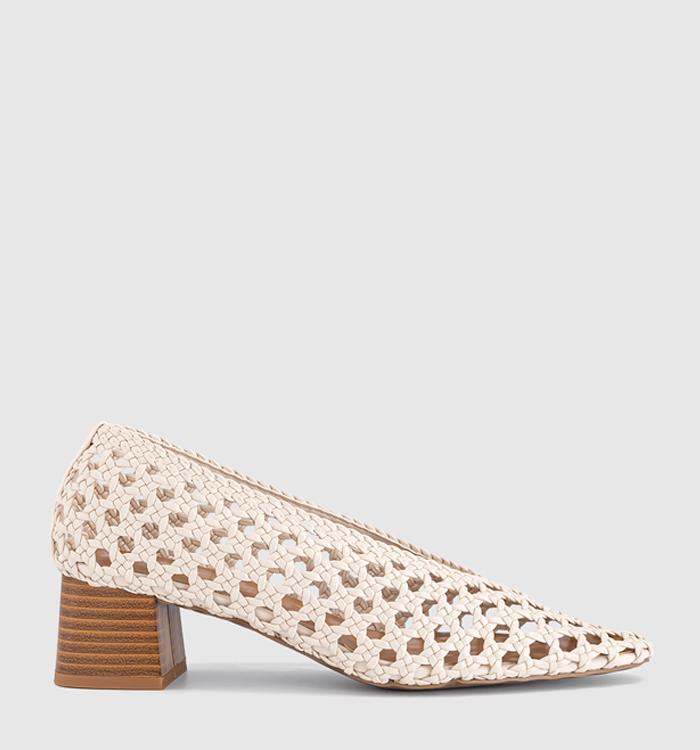 OFFICE Matisse Basket Weave Stack Heels Court Cream