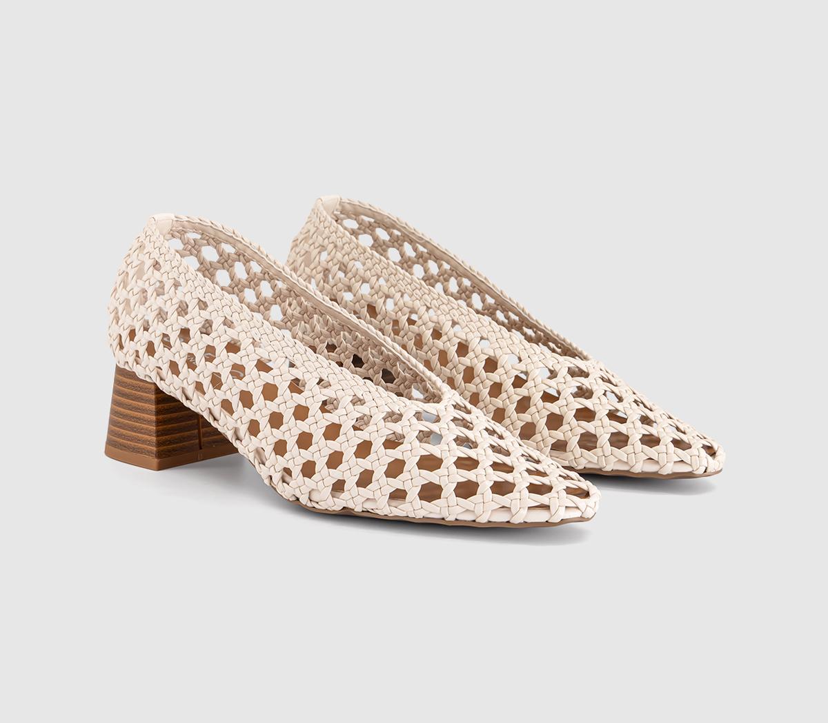 OFFICEMatisse Basket Weave Stack Heels CourtCream