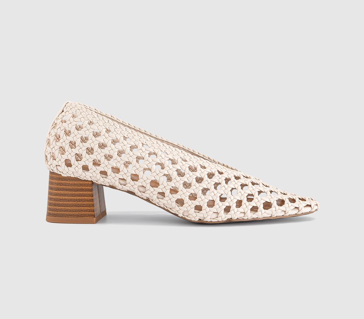 OFFICEMatisse Basket Weave Stack Heels CourtCream