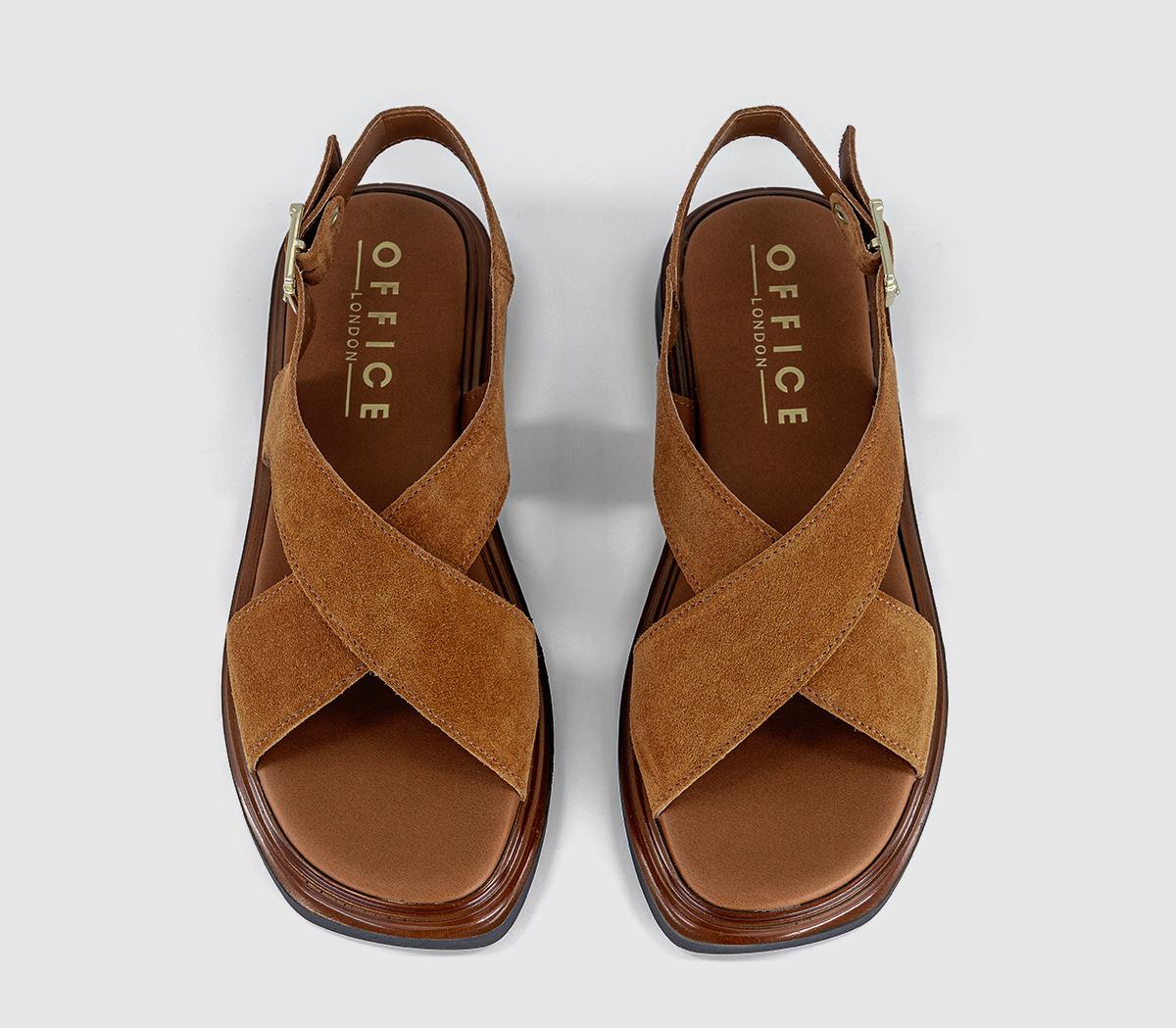 OFFICE Sandi Crossover Slingback Sandals Tan Suede - Women's Sandals
