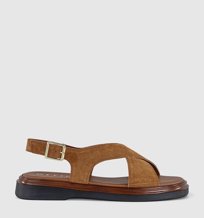 OFFICE Sandi Crossover Slingback Sandals Tan Suede
