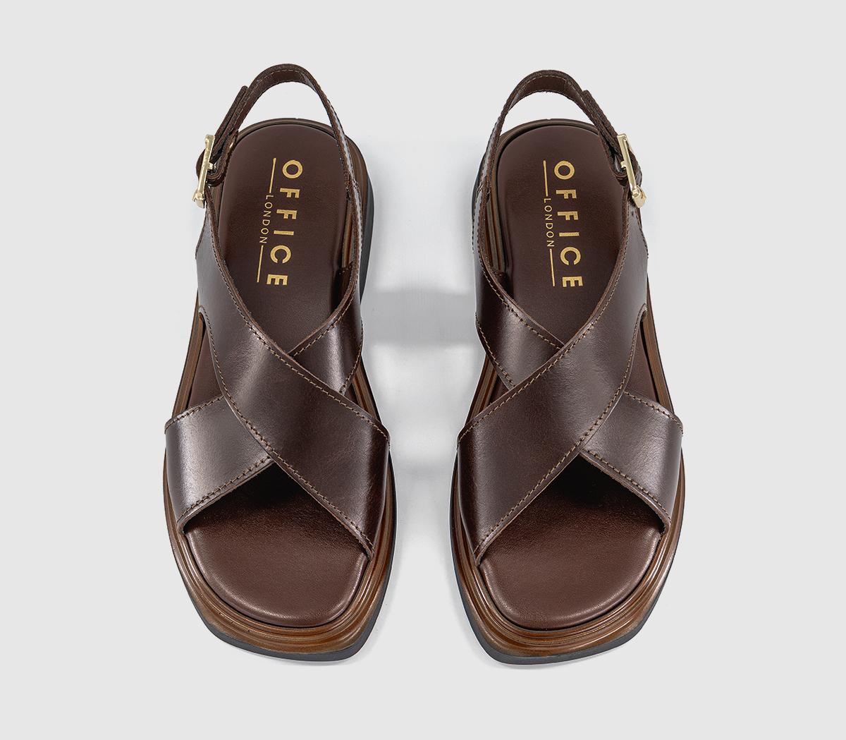 OFFICESandi Crossover Slingback SandalsBrown Leather