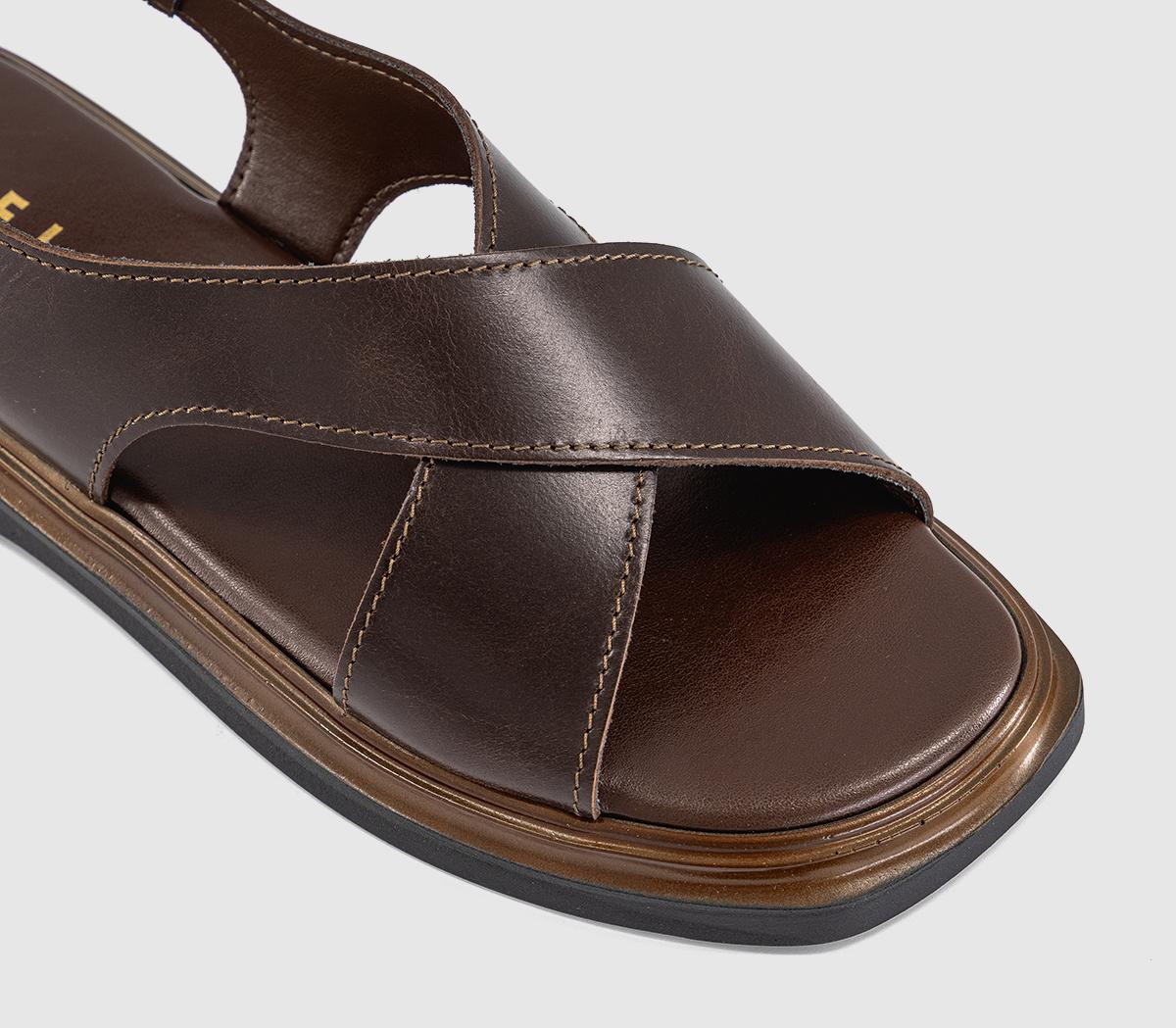 OFFICESandi Crossover Slingback SandalsBrown Leather