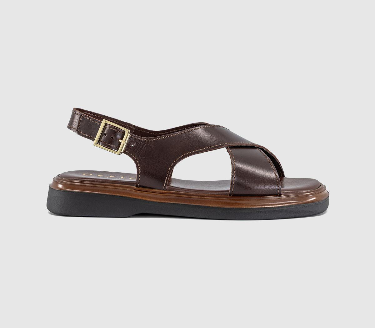 OFFICESandi Crossover Slingback SandalsBrown Leather