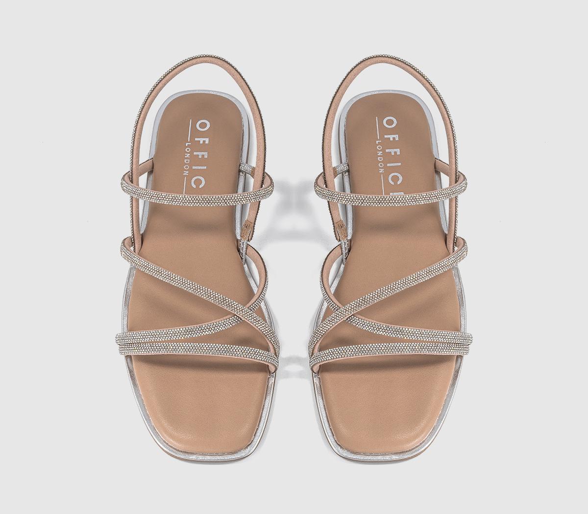 OFFICEShimmer Multi Strap Embellished SandalsSilver Embellished