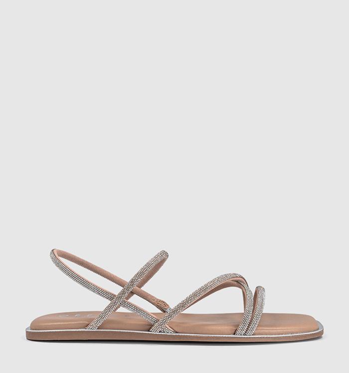 OFFICE Shimmer Multi Strap Embellished Sandals Silver Embellished