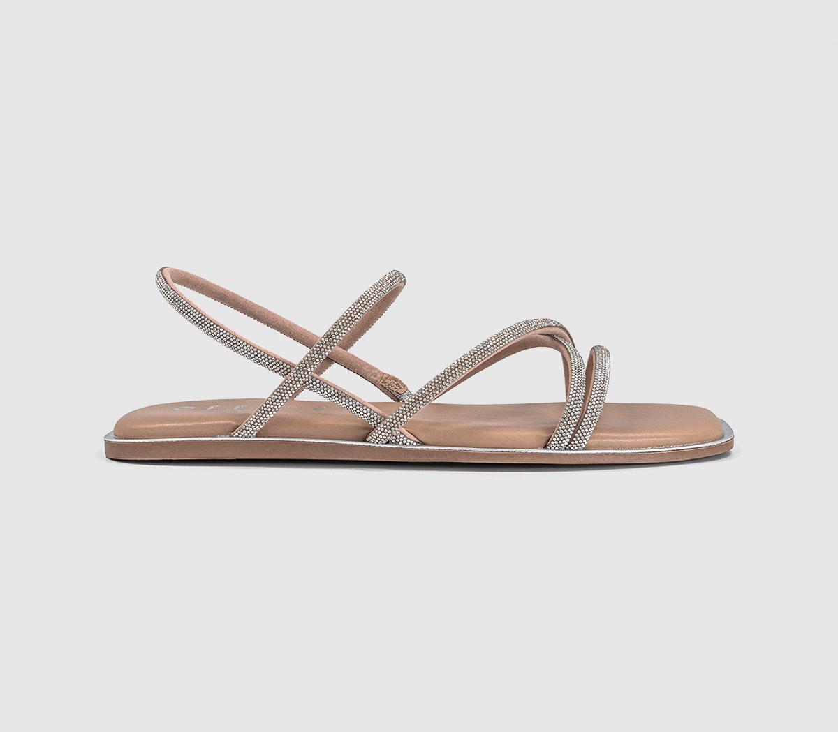 OFFICEShimmer Multi Strap Embellished SandalsSilver Embellished