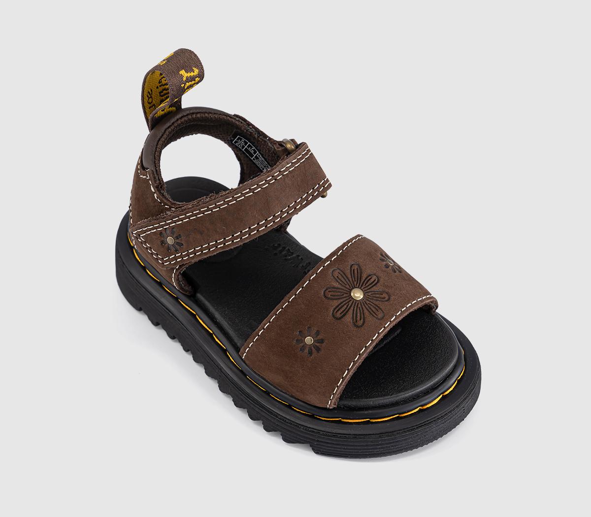Dr. MartensMarlowe Flower Toddler SandalsDark Brown Tumbled Nubuck