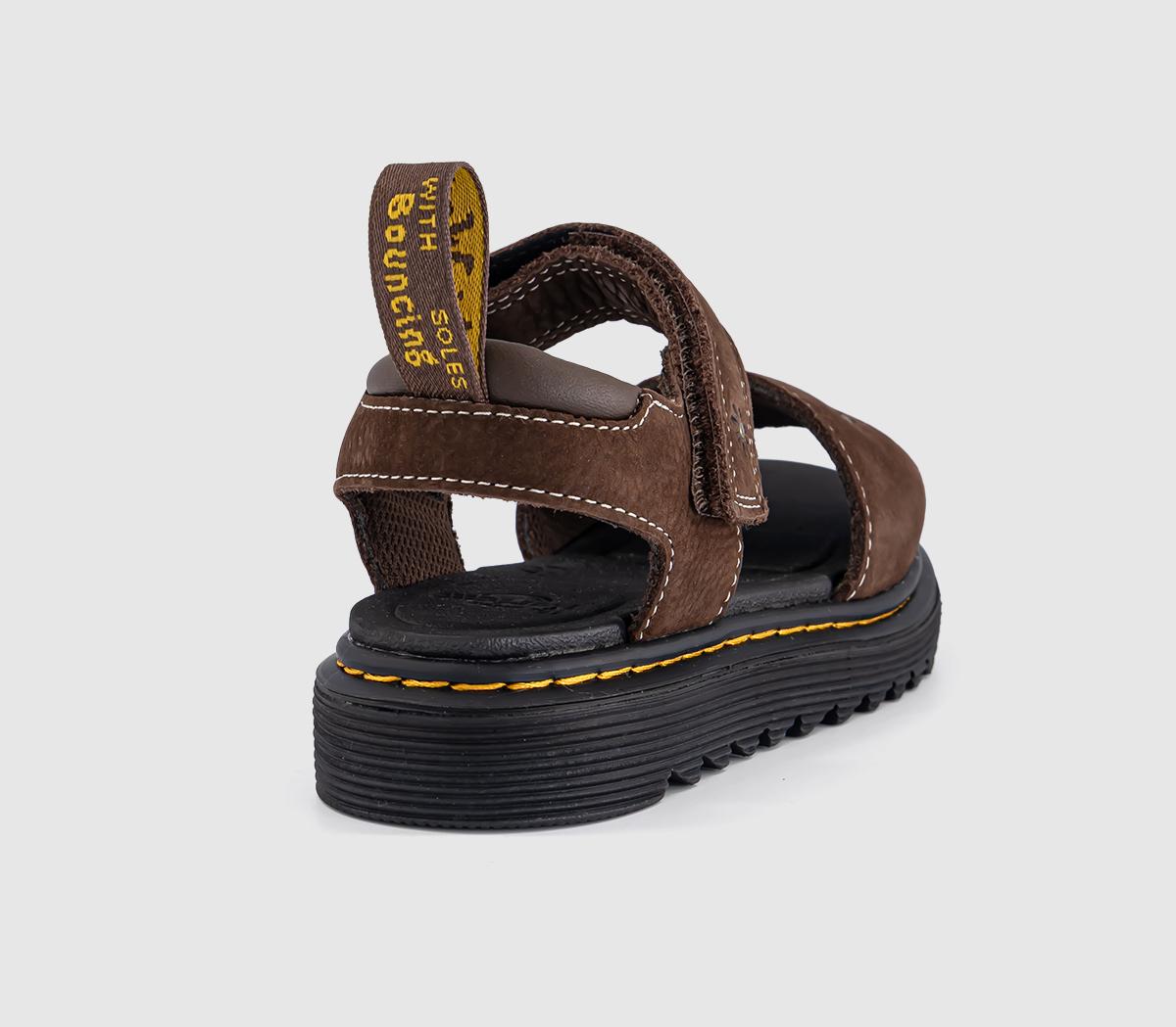 Dr. MartensMarlowe Flower Kids SandalsDark Brown Tumbled Nubuck