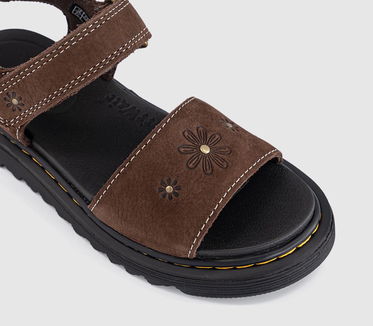 Dr. MartensMarlowe Flower Kids SandalsDark Brown Tumbled Nubuck