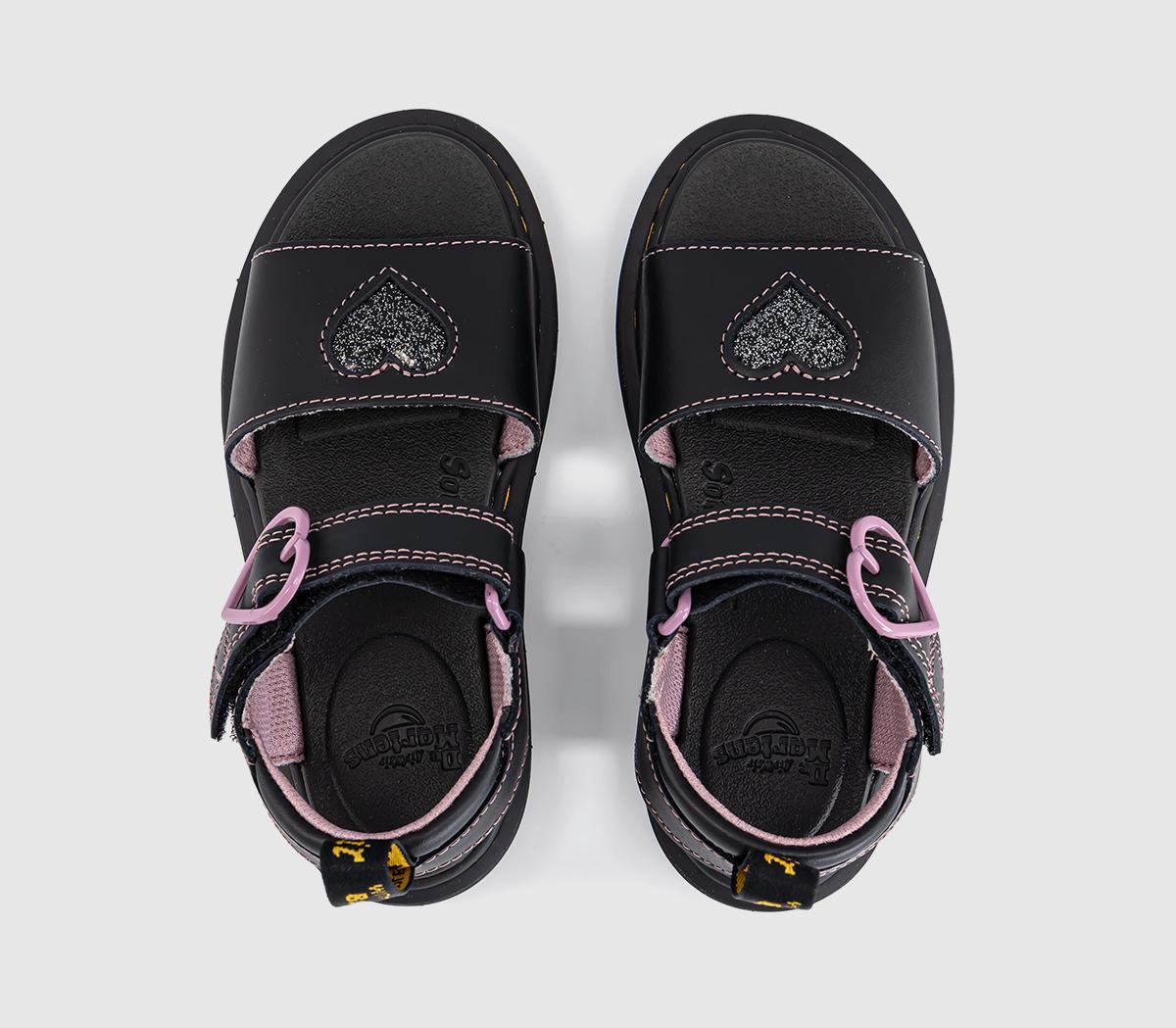 Dr. MartensMarlowe Hearts II Kids SandalsBlack Lucido Nebula Glitter