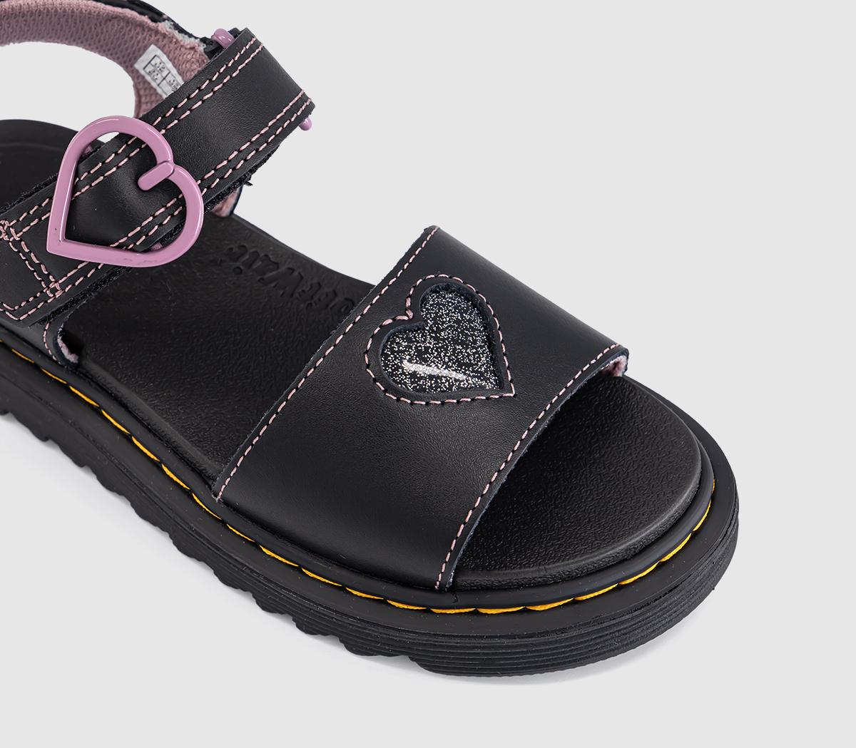 Dr. MartensMarlowe Hearts II Kids SandalsBlack Lucido Nebula Glitter
