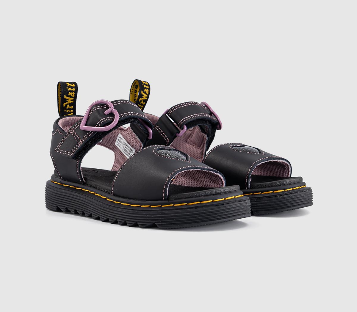 Dr. MartensMarlowe Hearts II Kids SandalsBlack Lucido Nebula Glitter