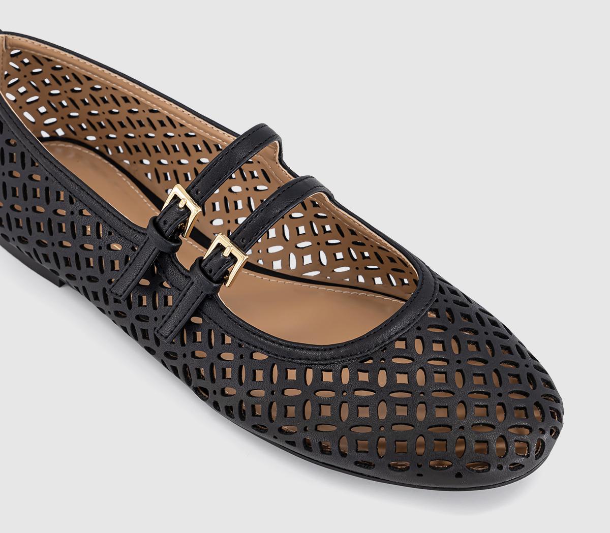 OFFICEFlair Laser Cut Double Strap Mary JanesBlack