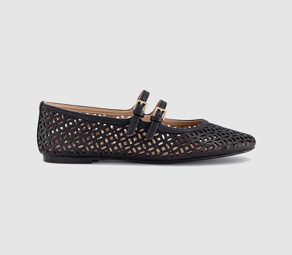 OFFICEFlair Laser Cut Double Strap Mary JanesBlack