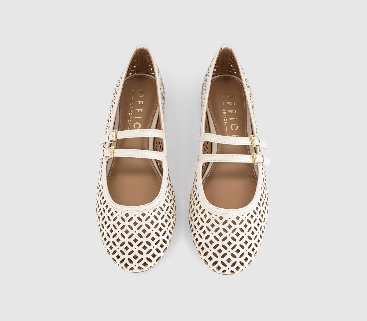 OFFICEFlair Laser Cut Double Strap Mary JanesOff White