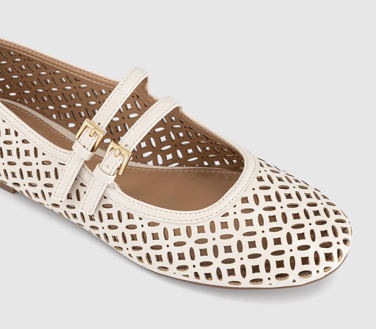 OFFICEFlair Laser Cut Double Strap Mary JanesOff White