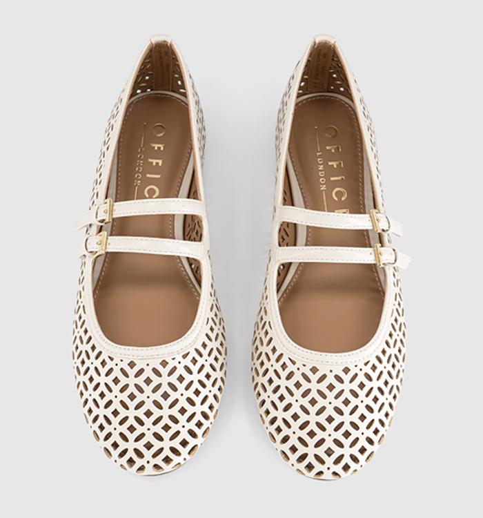 OFFICE Flair Laser Cut Double Strap Mary Janes Off White
