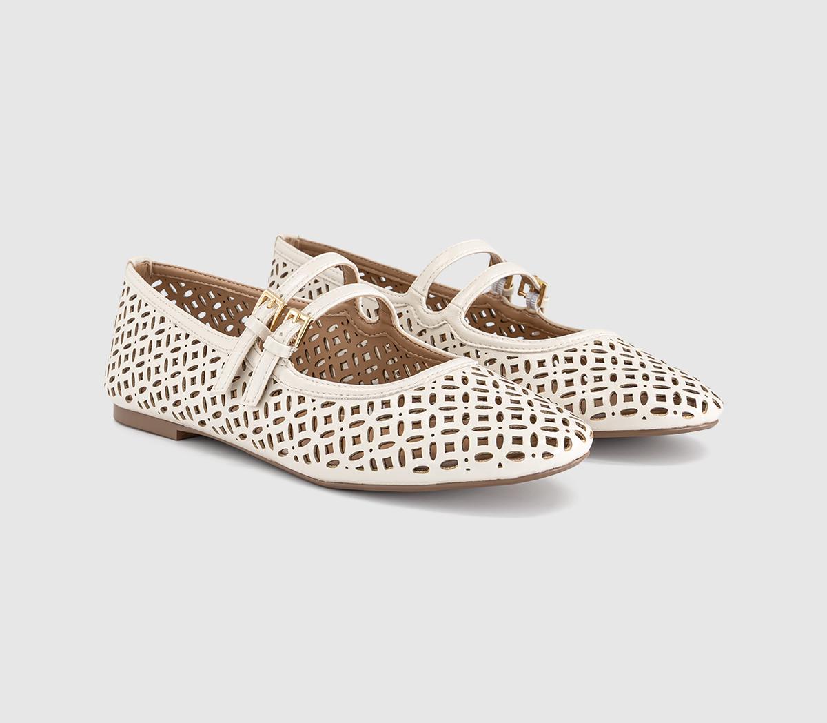 OFFICEFlair Laser Cut Double Strap Mary JanesOff White