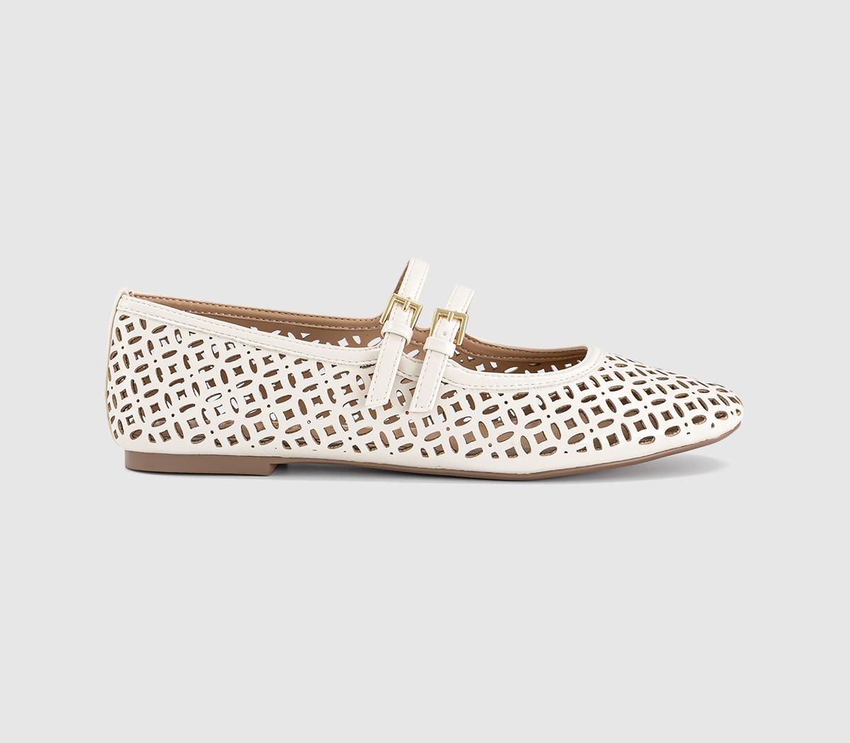 OFFICEFlair Laser Cut Double Strap Mary JanesOff White