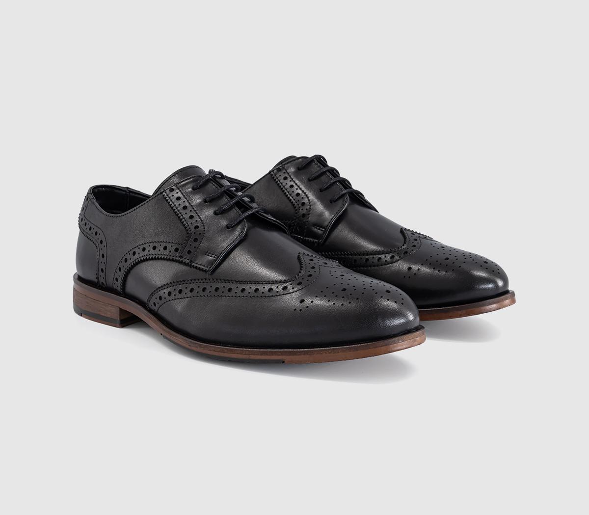 OFFICEMelwin Lace Up Derby Brogue ShoesBlack Leather