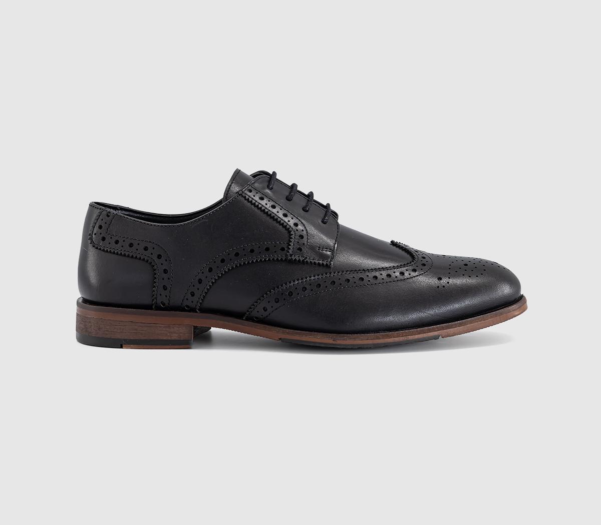 OFFICEMelwin Lace Up Derby Brogue ShoesBlack Leather