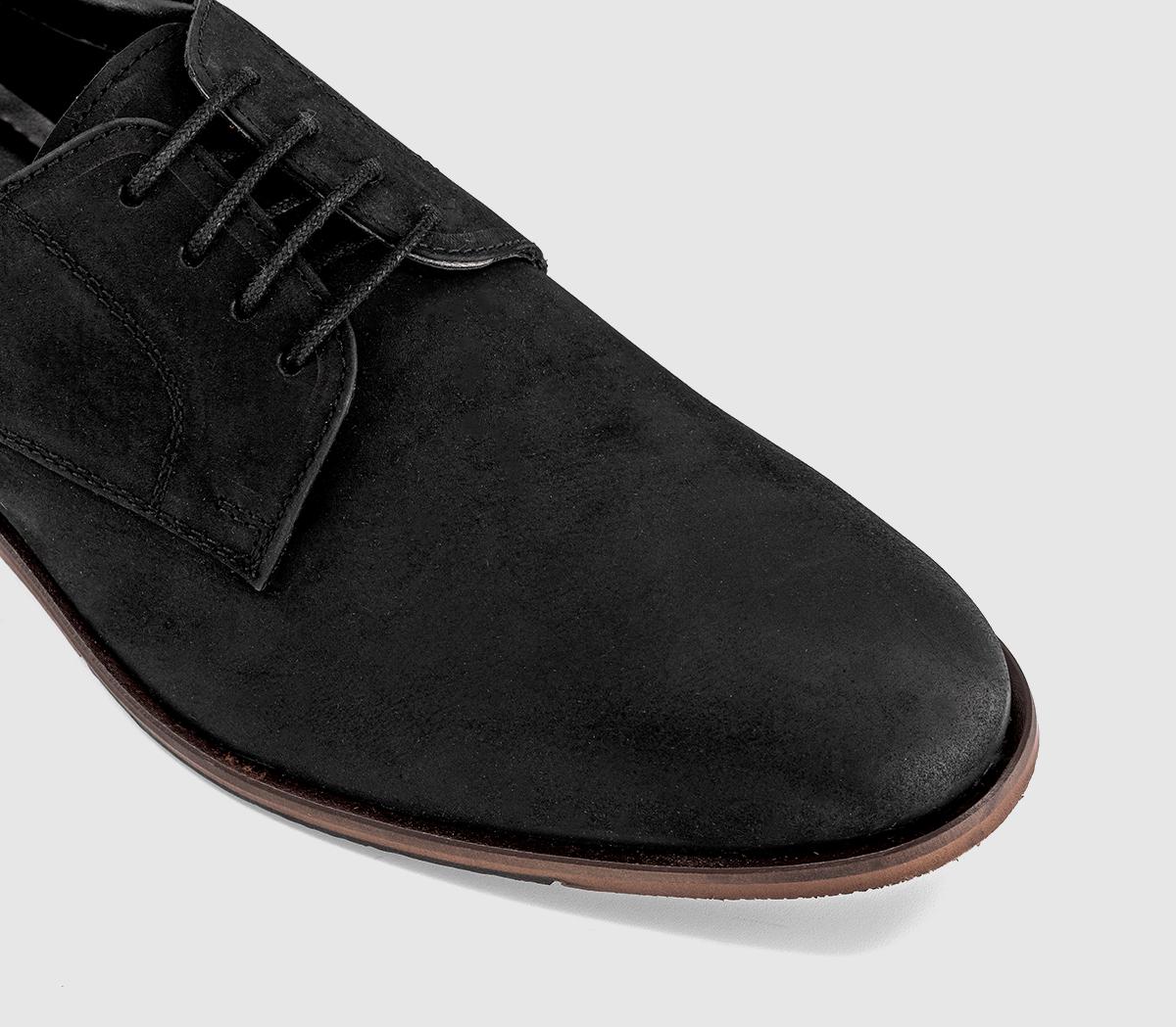 OFFICEMaster Plain Toe Derby Lace Up ShoesBlack Nubuck