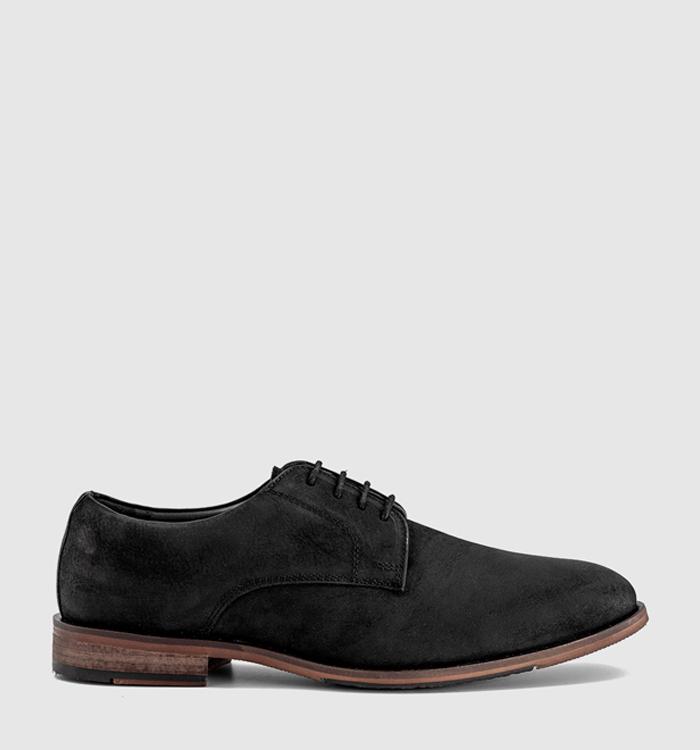 OFFICE Master Plain Toe Derby Lace Up Shoes Black Nubuck