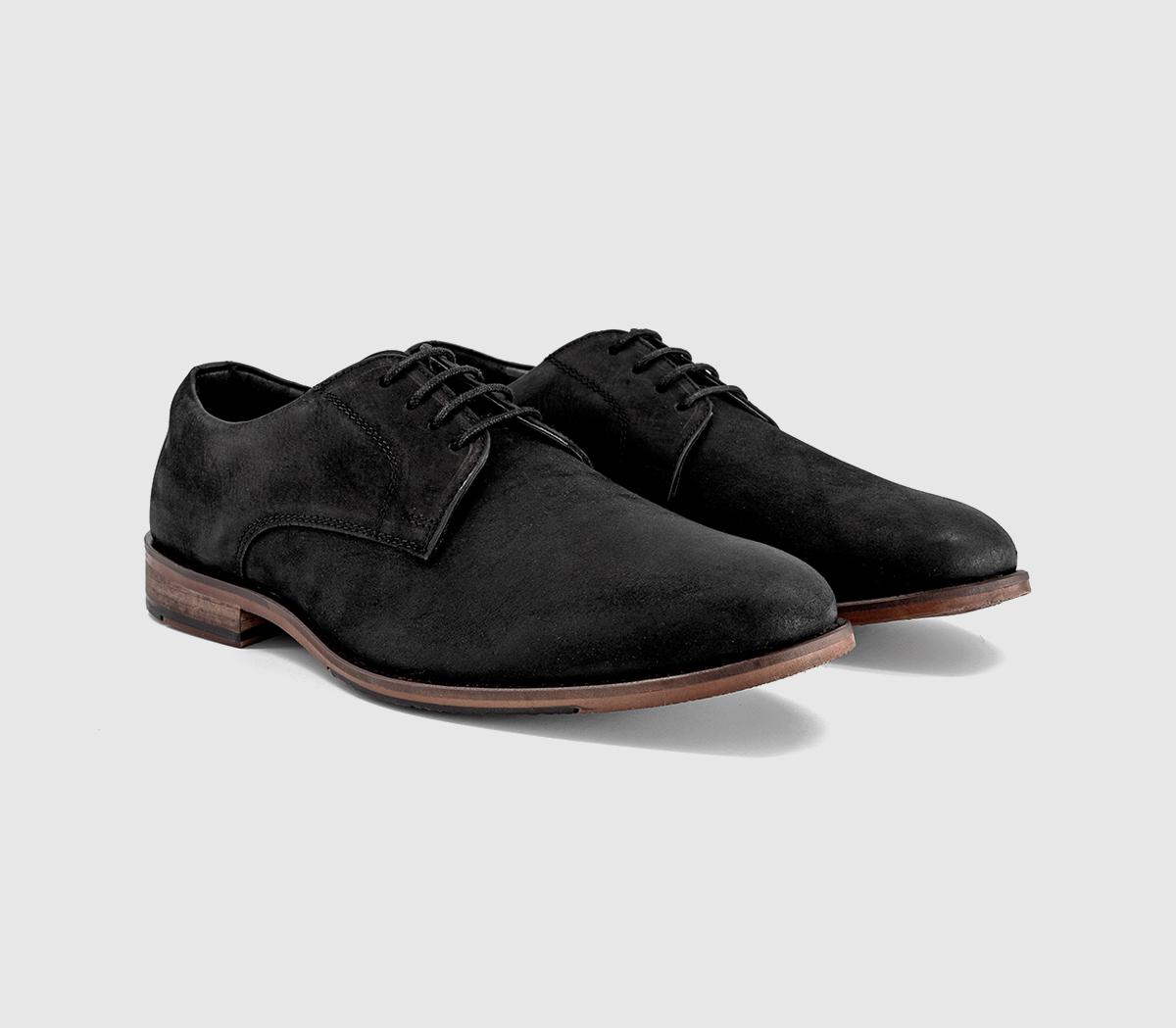 OFFICEMaster Plain Toe Derby Lace Up ShoesBlack Nubuck