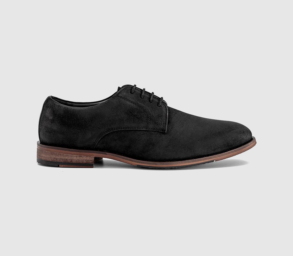 OFFICEMaster Plain Toe Derby Lace Up ShoesBlack Nubuck
