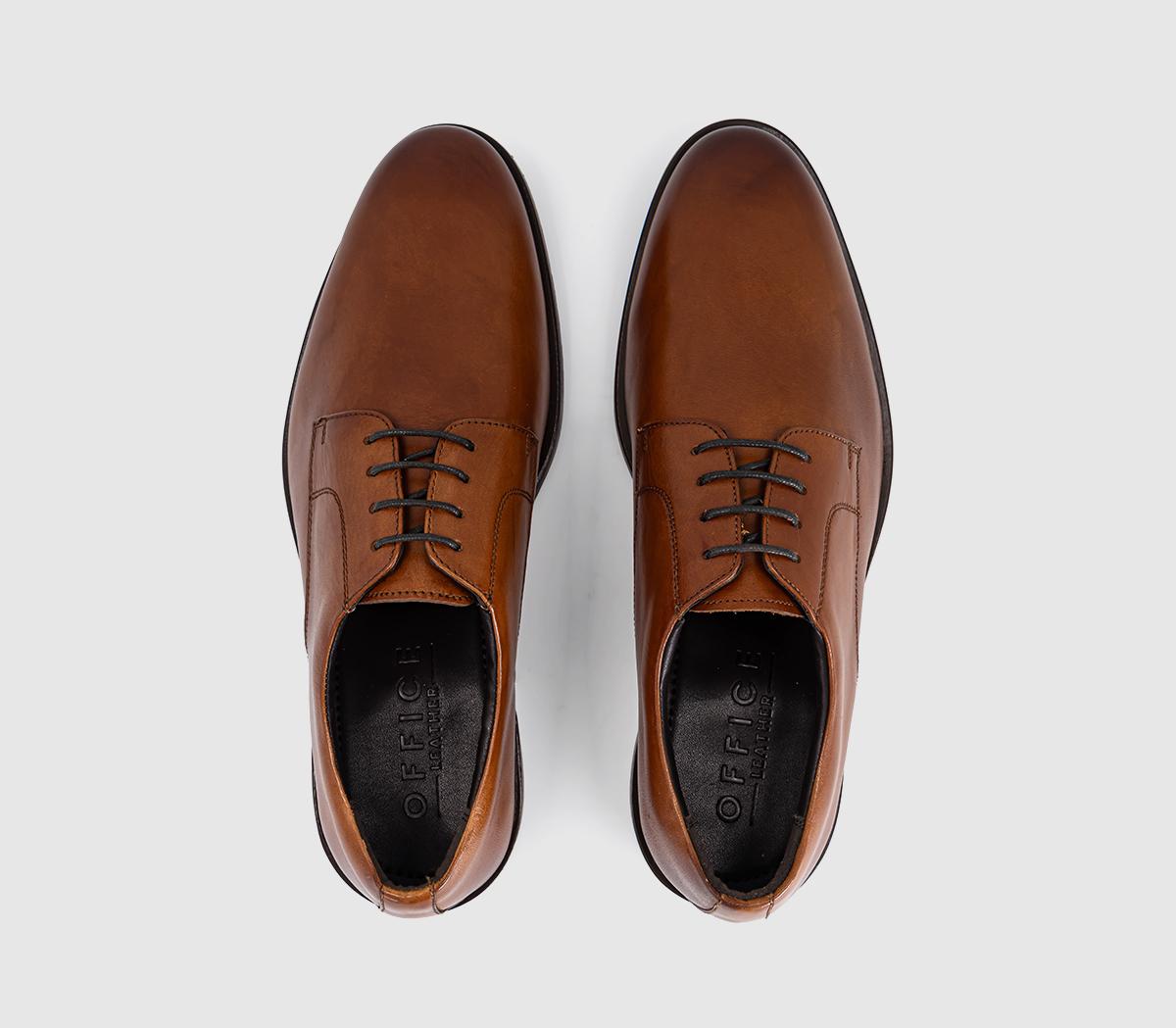 OFFICEMaster Plain Toe Derby Lace Up ShoesTan Leather