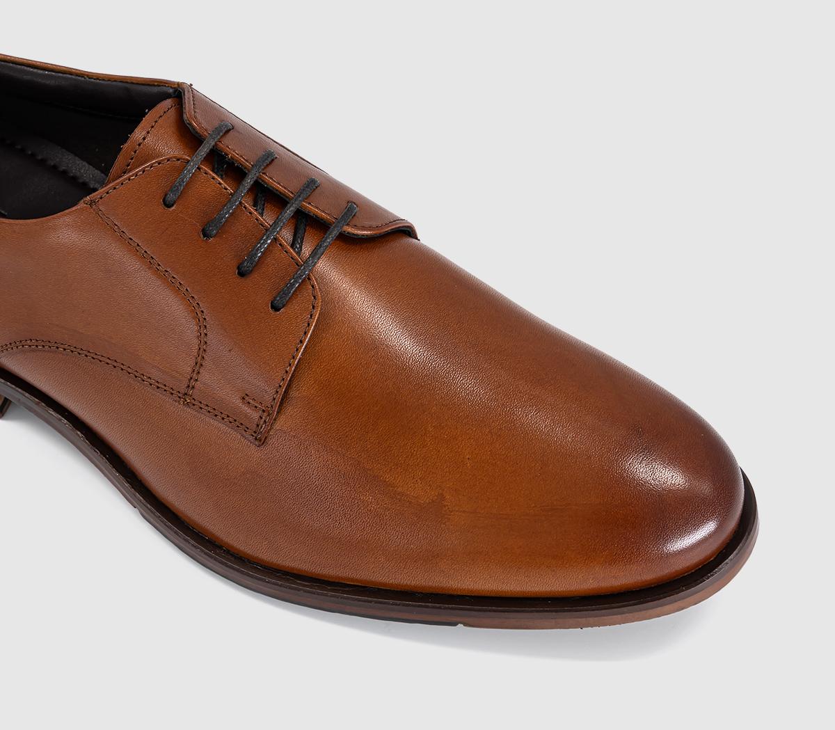 OFFICEMaster Plain Toe Derby Lace Up ShoesTan Leather