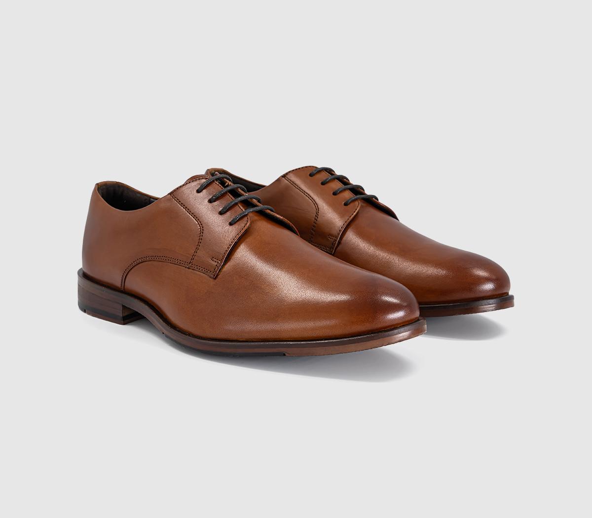 OFFICEMaster Plain Toe Derby Lace Up ShoesTan Leather