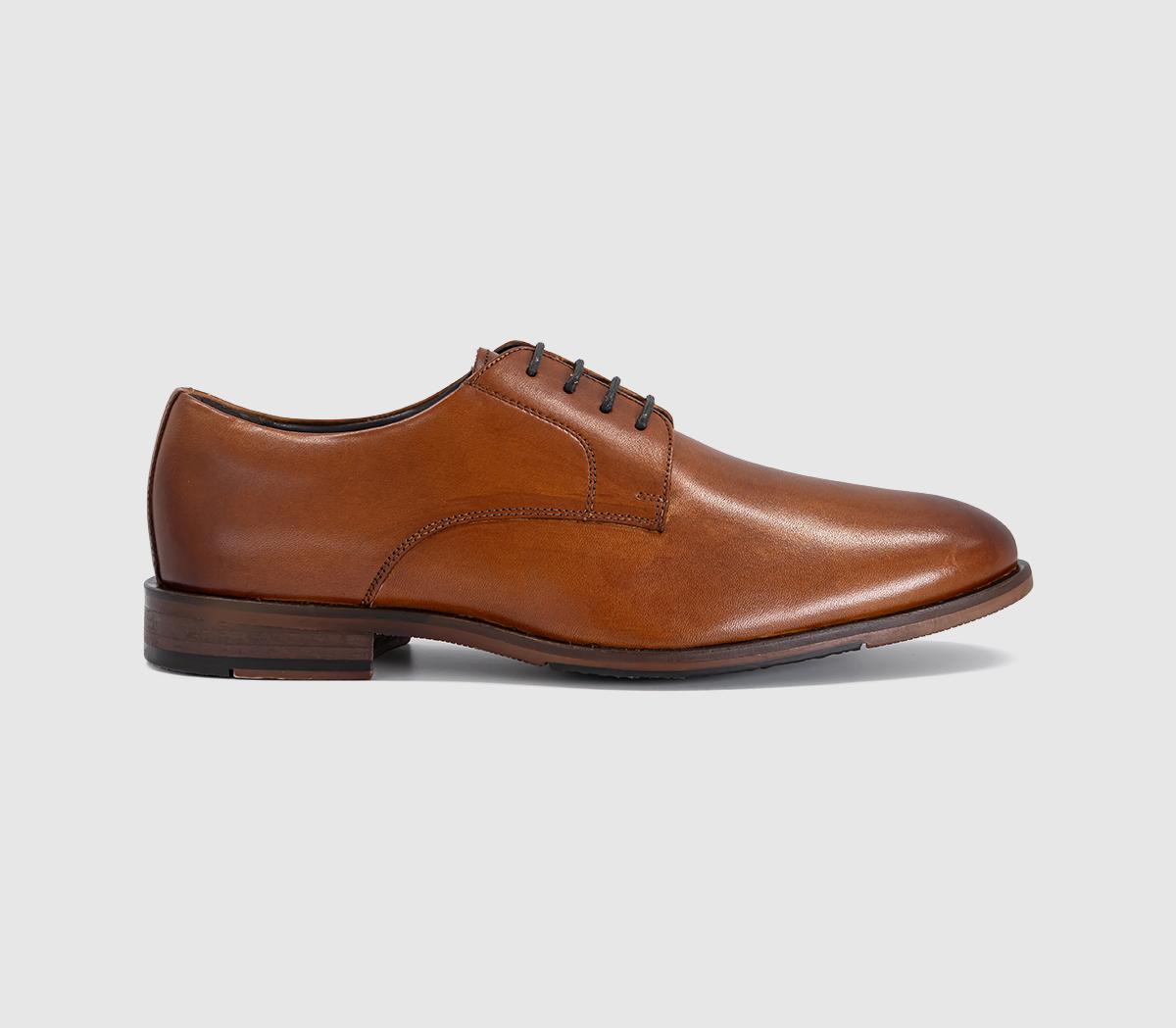 OFFICEMaster Plain Toe Derby Lace Up ShoesTan Leather