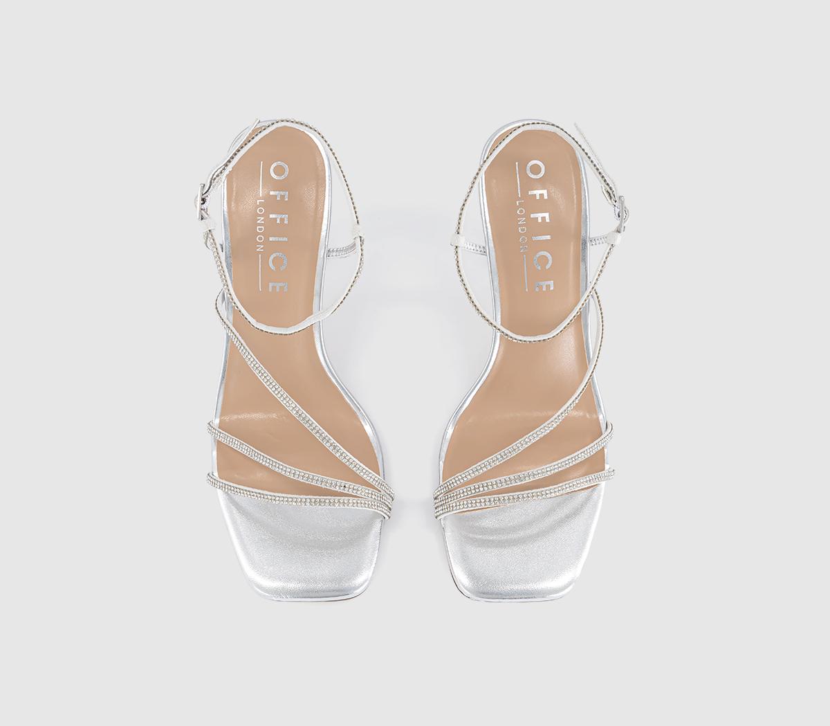 OFFICEHeidi Strappy Sandal HeelsSilver Embellished
