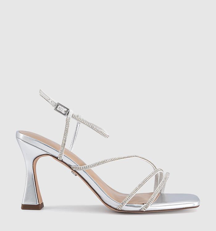OFFICE Heidi Strappy Sandal Heels Silver Embellished
