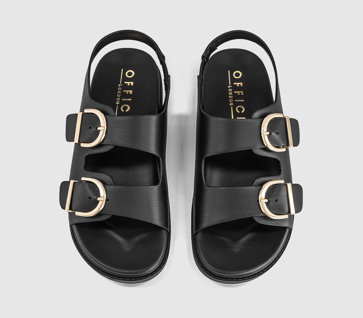 OFFICESophie Double Buckle Strap Slingback Footbed SandalsBlack