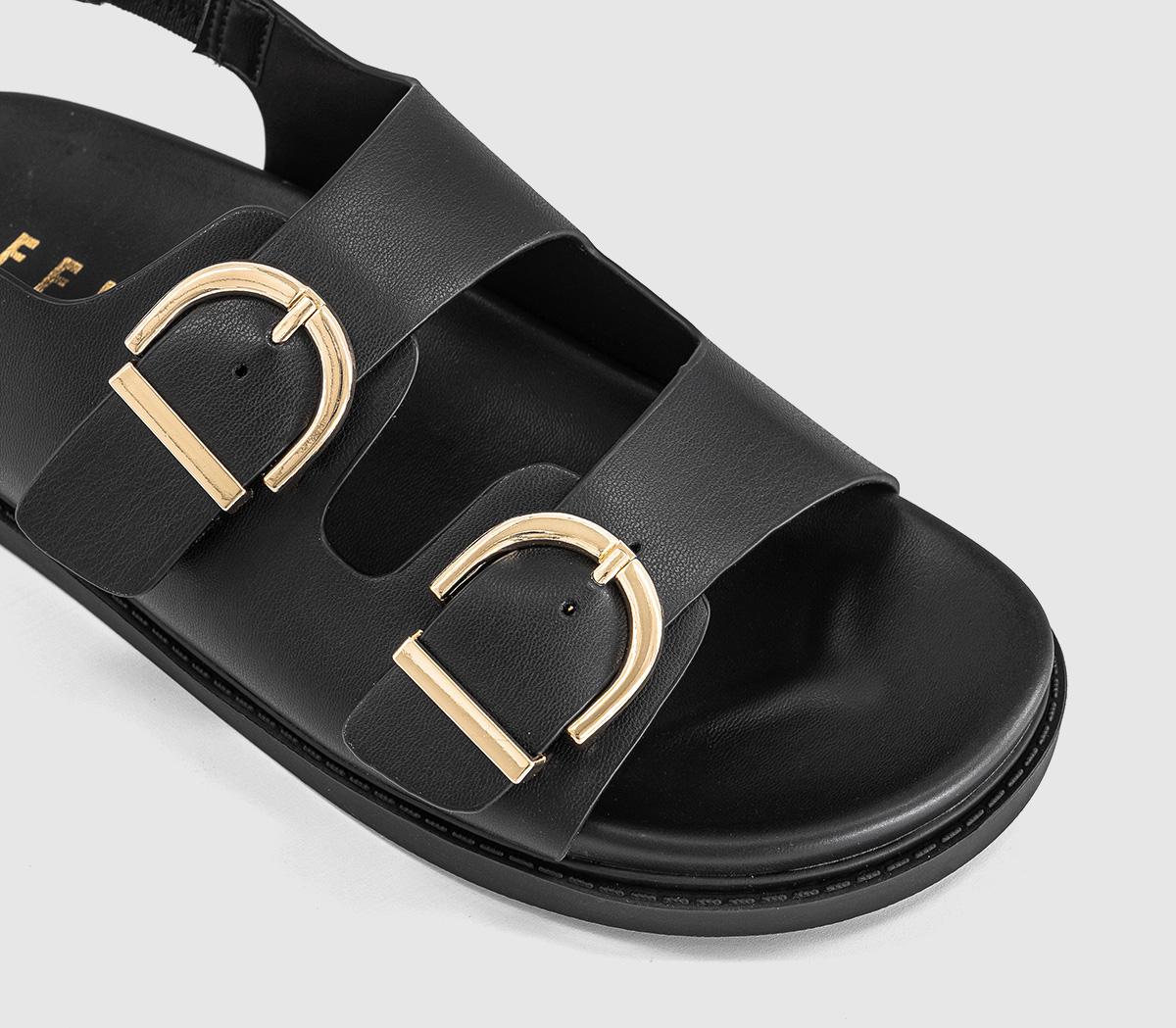 OFFICESophie Double Buckle Strap Slingback Footbed SandalsBlack